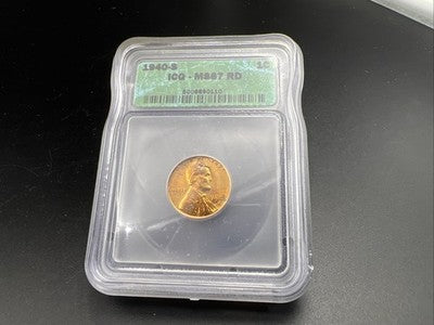 1940 S Lincoln Wheat Cent Penny Coin ICG MS67 RD #110 Some Toning
