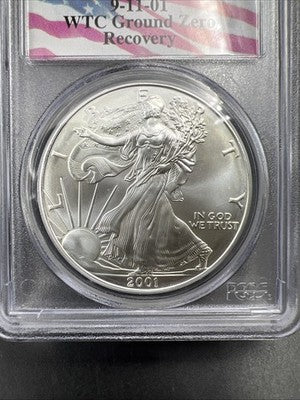 World Trade Center Recovery 2001 1 OZ ASE Ground Zero Silver Eagle PCGS Gem SK#B