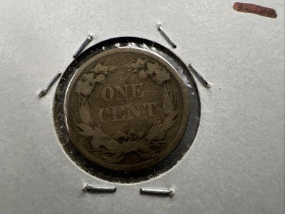 1858 1c Flying Eagle Cent Coin Low Leaves FS-901 Variety AG About Good Circ #B