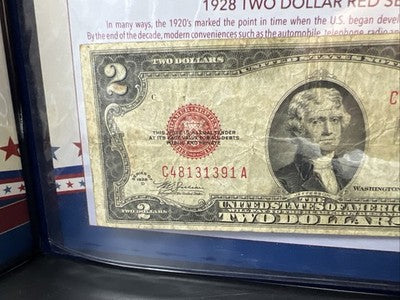 1928 D $2 Two Dollar USN United States Note Red Seal VG Circ #91