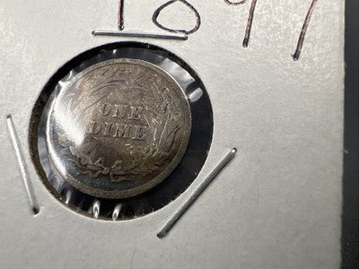 1897 10C Barber Silver Dime Coin VG Very Good Circ SK#a