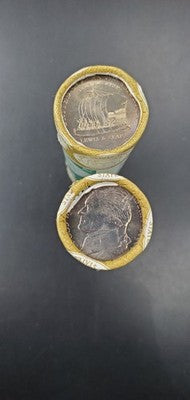 2004 P and D Jefferson Nickel Keelboat Westward OBW 2 Rolls Mint Wrapped