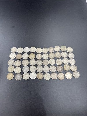 50 Coin Barber 90% Silver Dime Roll AG / G Circ Conditions SK#a
