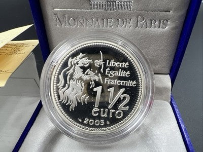 2003 France Silver Proof 1.5 Euro Mona Lisa Commemorative