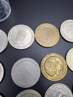 Lot of 20 $1 Casino Dollar Gaming Tokens Metal Circulated Conditions SKU#7530
