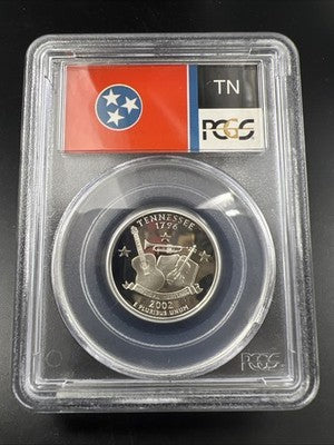 2002 S Proof Silver Tennessee Statehood Quarter Coin PCGS PR69 DCAM #568
