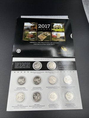 2017 P and D America the Beautiful BU Quarters 10 ATB Park Coin Set Mint Pack