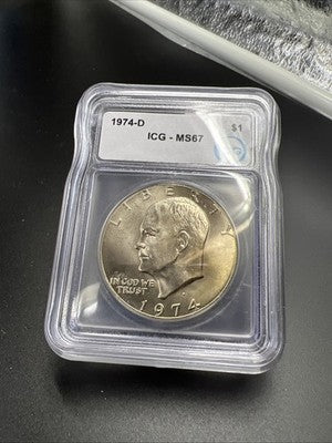 1974 D $1 Ike Eisenhower Clad Copper Nickel Dollar Coin ICG MS67 #06