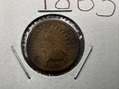 1863 1c Indian One Cent Coin Good / VG Circ SKU#A