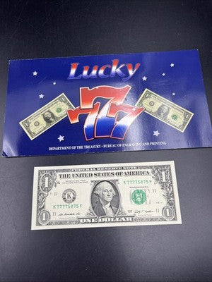 2009 Lucky Serial #77775875 FRN Federal Reserve Note CH UNC