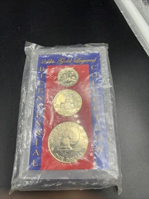 4 Coin Copper Nickel Bicentennial Proof Set 1976 25c 50c $1 & Colorized QTR #B