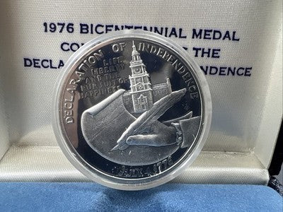 US 1776 - 1976 Bicentennial Thomas Jefferson Sterling Silver Medal w/ Box COA