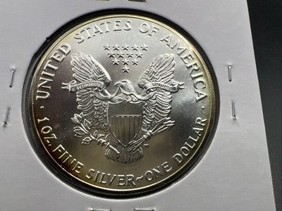 1989 1 Oz ASE American Silver Eagle Coin Gem BU Neat Toning Toner Obverse #26b