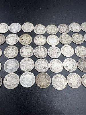 50 Coin Barber 90% Silver Dime Roll AG / G Circ Conditions SK#a