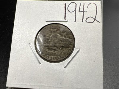 Major Lamination Reverse 1942 5c Jefferson Silver War Nickel Coin Very Circ