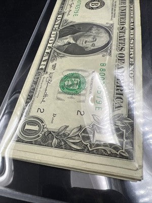 22 Consecutive 1977 $1 Minor Over Ink Error REV FRN Bills VF - UNC Conditions
