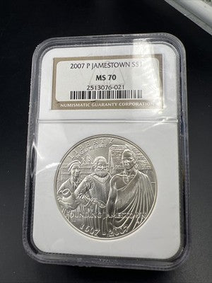 2007 P Jamestown Commemorative Silver Dollar Coin NGC MS70 Gem BU