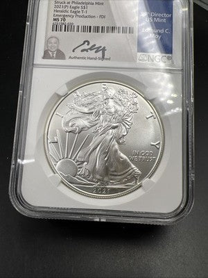 2021 P Emergency Production 1 Oz American Silver Eagle Moy Signature NGC MS70 #2