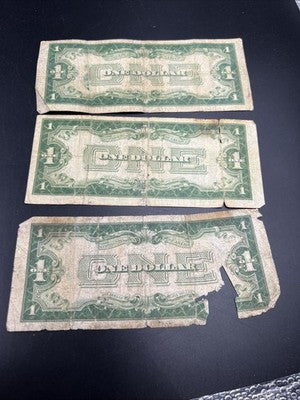 Lot of 3 Very Circ Damaged 1928 $1 Dollar Silver Certificate Funny back Notes