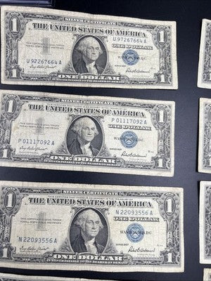 Lot of 10 1957 $1 One Dollar Silver Certificate Blue Seal Notes G / VG #138