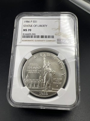 1986 P Statue of Liberty Commemorative Silver Dollar Coin NGC MS70 Gem BU #026