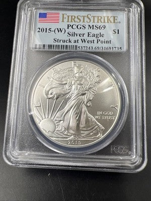 2015 W 1 Oz American Silver Eagle Coin PCGS MS69 First Strike #735