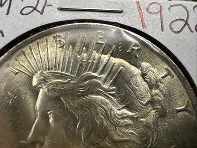 1922 $1 Peace Silver Dollar Coin Vam 2F Variety Hairpin BU UNC Top 50 VAM