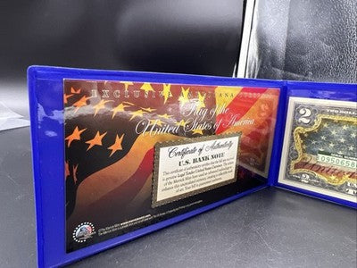 American Flag Colorized Enhanced 2017 A 2 Two Dollar Federal Reserve Note Unc #6