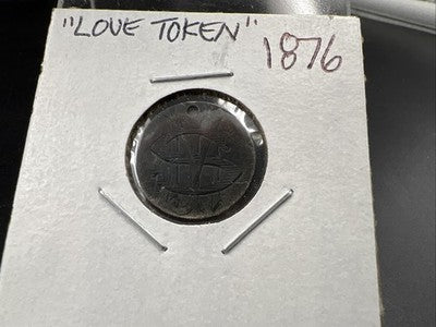 JMS Monogram Love Token on 1876 10c Liberty Seated Silver Dime Circ Holed