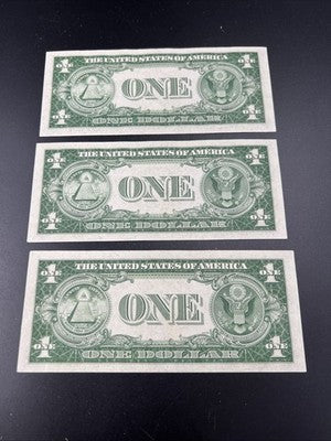 3 Consecutive 1935 C $1 US Silver Certificates CH AU About UNC #430