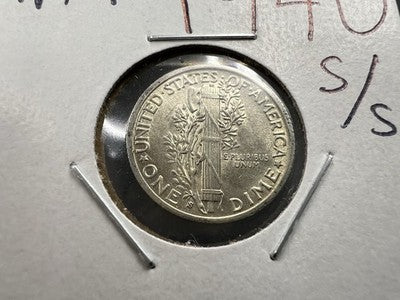1940 S Mercury Silver Dime S / S FS-501 RPM Variety AU About UNC