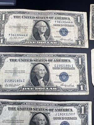 Lot of 10 1935 $1 One Dollar Silver Certificate Blue Seal Notes G / VG Circ #887