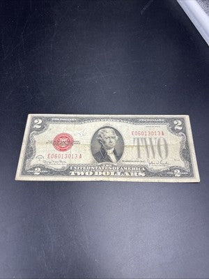 1928 G $2 USN United States Note Red Seal VG Very Good Circ #13