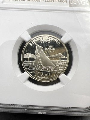 2001 S 25c Rhode Island Statehood Quarter Coin Silver Proof PF69 UCAM #070