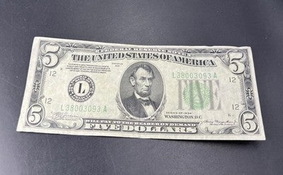 1934 $5 FRN Mule San Francisco District Federal Reserve Note Choice VF Very Fine