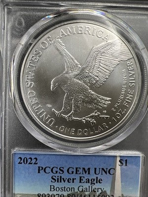 2022 ASE American Silver Eagle David Bowers Signature Boston Gallery PCGS