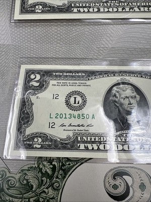 Matching Serial # 2003 A 2009 $2 FRN Federal Reserve Note 2013 Double deuce set