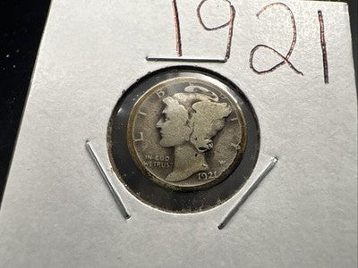 1921 P 10c Mercury Silver Dime Coin AG About Good Semi Key Date
