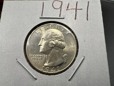 1941 P 25c Washington Silver Quarter CH AU SKU#A