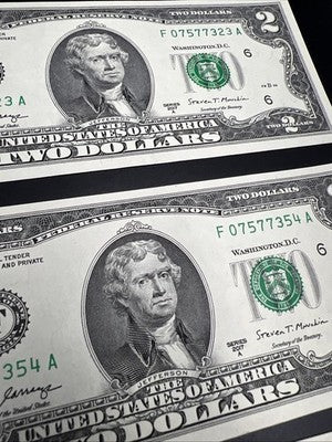 Lot of 4 2017 A $2 FRN Federal Reserve Notes UNC Uncirculated #448