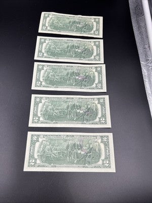 Lot of 5 Duluth GA 1976 Postal Stamped $2 Two Dollar FRN Notes CH AU / UNC