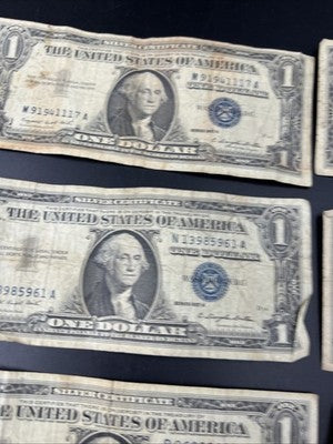 Lot of 10 1957 $1 One Dollar Silver Certificate Blue Seal Notes G / VG #017