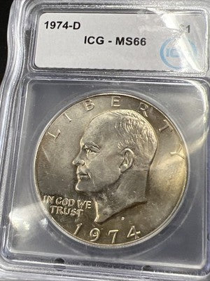 1974 D $1 Ike Eisenhower Clad Copper Nickel Dollar Coin ICG MS66 #705