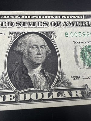 1963 $1 * Star FRN Federal Reserve Note Choice UNC Neat Serial Number #2026