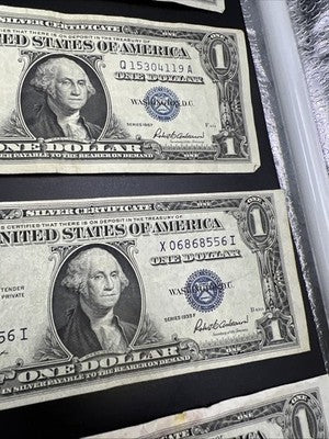 Lot of 10 1957 / 1935 $1 One Dollar Silver Certificate Blue Seal Notes VG + #892