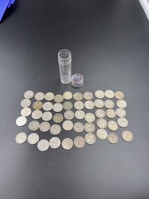50 Coin Barber 90% Silver Dime Roll VG Very Good Circ Conditions SK#a