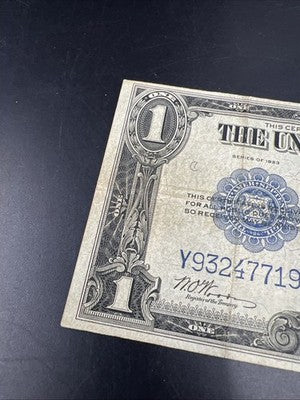 1923 One Dollar Silver Certificate Horse Blanket Fine Circ FR. 238 Woods White Y