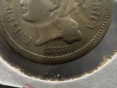 1873 Closed 3 Variety 3c Nickel Coin Major Lamination Reverse Fine Details