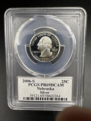 2006 S Nebraska State Statehood Silver Quarter Coin PCGS PR69 DCAM #264