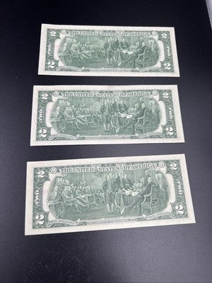 3 Consecutive 1976 $2 Two Dollar Bicentennial Postal Notes AU Marietta GA #81